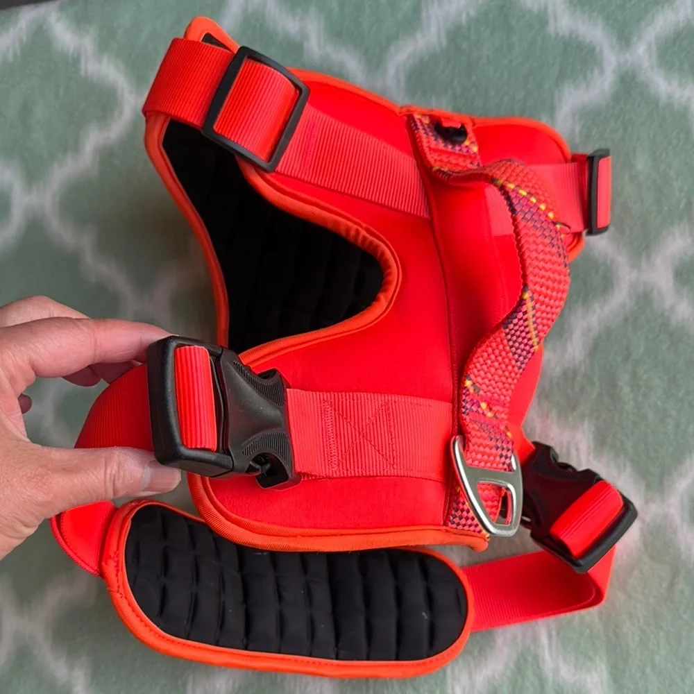 Hot coral pink and Black neoprene Dog Harness